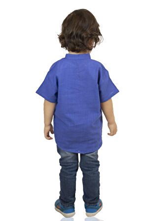 Kısa Kol Şile Bezi Bodrum Erkek Çocuk Tshirt Saks 