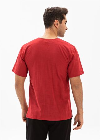 Kısa Kol Şile Bezi Bisiklet Yaka Erkek T-Shirt Kır
