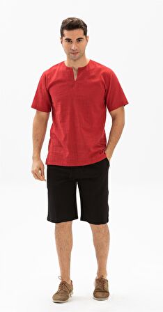 Kısa Kol Şile Bezi Bisiklet Yaka Erkek T-Shirt Kır