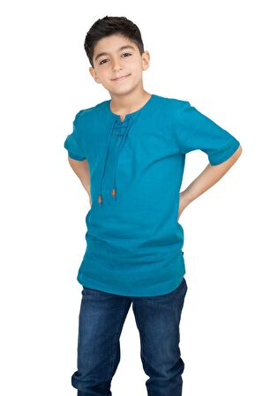 Kısa Kol Şile Bezi Zımbalı Erkek Çocuk Tshirt Petr