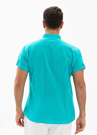 Kısa Kol Şile Bezi Bodrum Erkek T-Shirt Turkuaz
