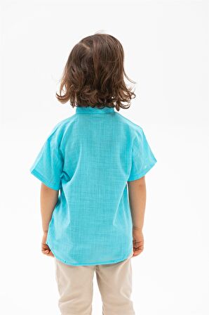 Kısa Kol Şile Bezi Bodrum Erkek Çocuk Tshirt Açık 