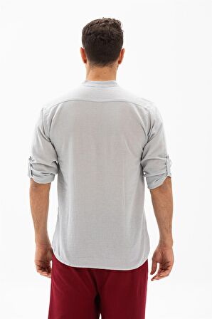 Uzun Kol Şile Bezi Bodrum Erkek T-Shirt Taş