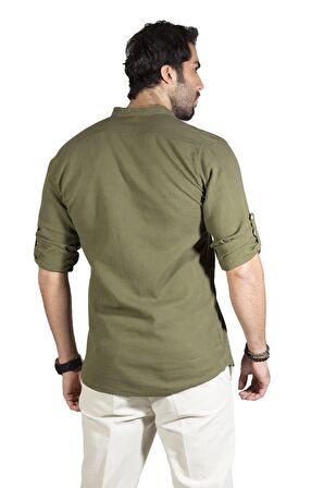 Uzun Kol Şile Bezi Bodrum Erkek T-shirt Haki