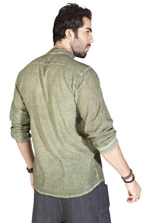 Uzun Kol Şile Bezi Bodrum Erkek T-shirt Yeşil
