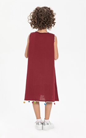 Mine Şile Bezi Çocuk Elbise Bordo Brd