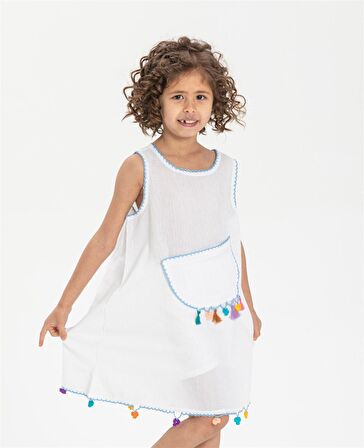 Mine Şile Bezi Çocuk Elbise Beyaz Byz