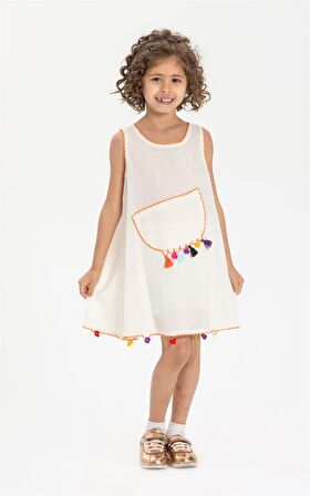 Mine Şile Bezi Çocuk Elbise Krem Krm
