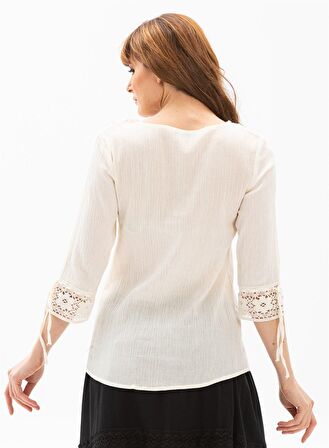 Eliş Şile Bezi Zehra Şile Bezi Bluz Krem Krm