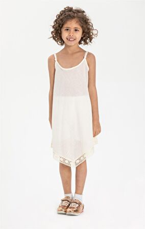 Çağla Şile Bezi Kız Çocuk Elbise Krem Krm