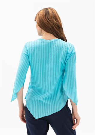 Rodos Gofre Bluz Turkuaz Trkz