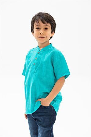 Kısa Kol Şile Bezi Bodrum Erkek Çocuk Tshirt Turku