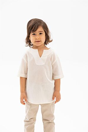 Kısa Kol Şile Bezi Bisiklet Yaka Erkek Çocuk Tshir