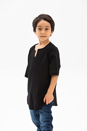 Kısa Kol Şile Bezi Bisiklet Yaka Erkek Çocuk Tshir