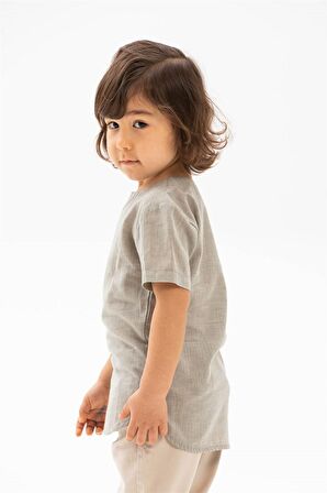 Kısa Kol Şile Bezi Bisiklet Yaka Erkek Çocuk Tshir