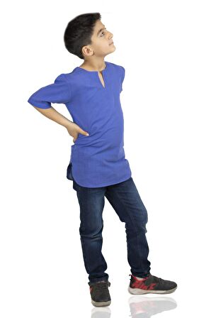 Kısa Kol Şile Bezi Bisiklet Yaka Erkek Çocuk Tshir