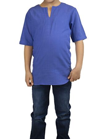 Kısa Kol Şile Bezi Bisiklet Yaka Erkek Çocuk Tshir