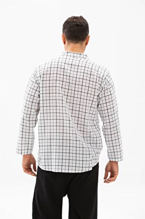 Uzun Kol Şile Bezi Hakim Yaka Erkek Tshirt Beyaz K