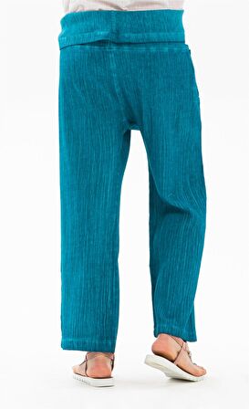 Kadın Şile Bezi Thai Balıkçı Pantolon Turkuaz Trkz