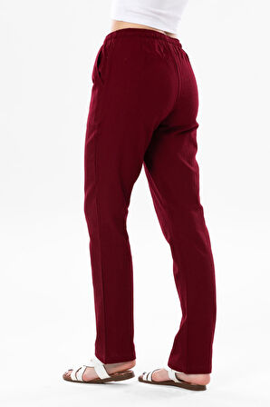 Şile Bezi Cepli Kadın Yazlık Pantolon Bordo Brd