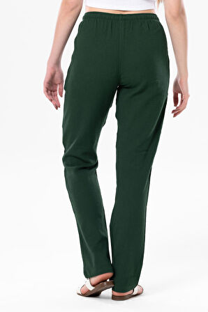 Şile Bezi Cepli Kadın Yazlık Pantolon Yeşil Ysl