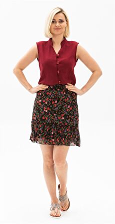 Kolsuz Şile Bezi Arzu Bluz Bordo Brd