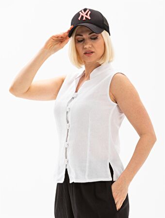 Kolsuz Şile Bezi Arzu Bluz Beyaz Byz