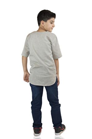 Kısa Kol Şile Bezi Zımbalı Erkek Çocuk Tshirt Taş 