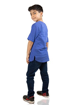 Kısa Kol Şile Bezi Zımbalı Erkek Çocuk Tshirt Saks