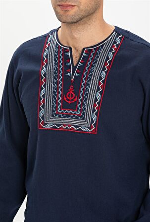 Uzun Kol Şile Bezi Bisiklet Yaka Bahriyeli Erkek T