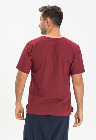 Kısa Kol Şile Bezi Bisiklet Yaka Erkek Tshirt Koyu