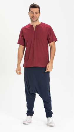 Kısa Kol Şile Bezi Bisiklet Yaka Erkek Tshirt Koyu