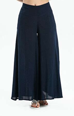 Şile Bezi Bol Paça Pantolon Lacivert Lcvt