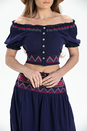 Kısa Kol Şile Bezi Latin Büstiyer Mor Mor