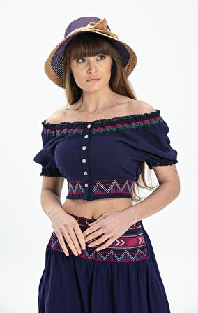 Kısa Kol Şile Bezi Latin Büstiyer Mor Mor