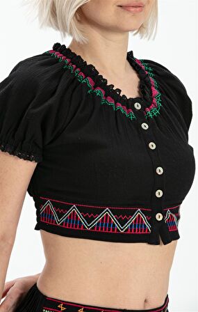 Kısa Kol Şile Bezi Latin Büstiyer Siyah Syh