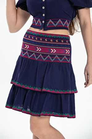 Şile Bezi Latin Mini Etek Mor Mor