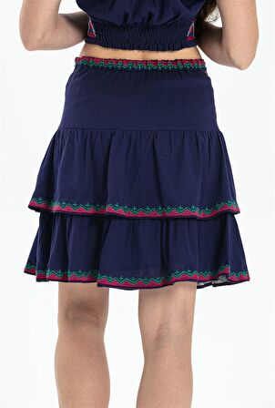 Şile Bezi Latin Mini Etek Mor Mor