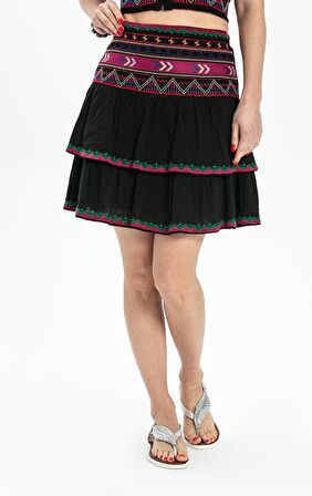 Şile Bezi Latin Mini Etek Siyah Syh