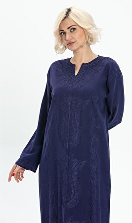 Uzun Kol Şile Bezi Simli Kaftan Midi Boy Elbise Mo