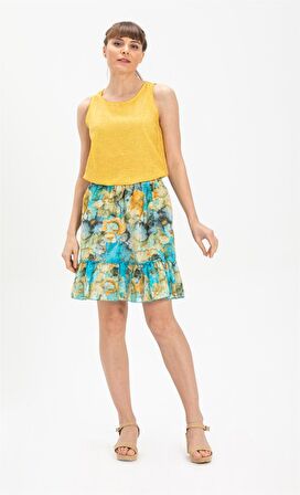 Vual Nesrin Kısa Etek Turkuaz Trkz