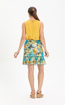 Vual Nesrin Kısa Etek Turkuaz Trkz