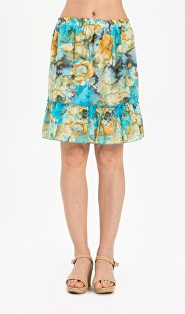 Vual Nesrin Kısa Etek Turkuaz Trkz