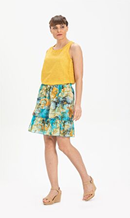 Vual Nesrin Kısa Etek Turkuaz Trkz