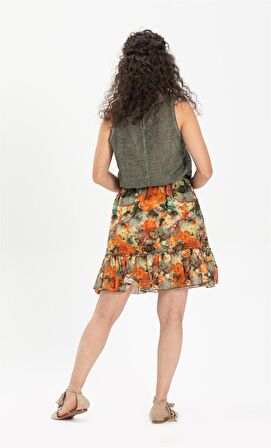 Vual Nesrin Kısa Etek Turuncu Trnc