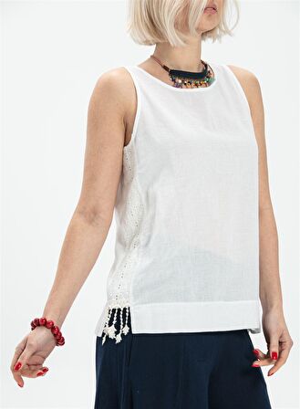 Kolsuz Poplin Zeyno Bluz Beyaz Byz