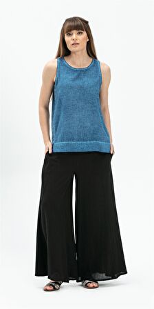 Kolsuz Poplin Zeyno Bluz İndigo indg