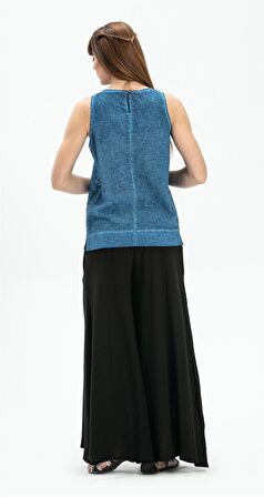 Kolsuz Poplin Zeyno Bluz İndigo indg