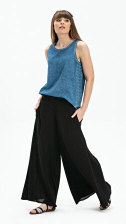 Kolsuz Poplin Zeyno Bluz İndigo indg
