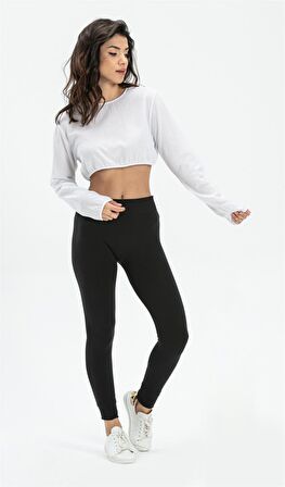 Uzun Kol Şile Bezi Bisiklet Yaka Crop Astar Bluz Beyaz Byz